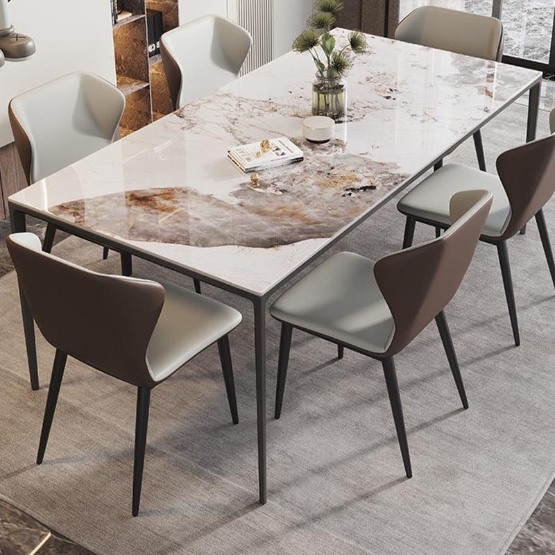 Rectangle Modern Stone Table Standard Height Kitchen Room Table with 4 Legs