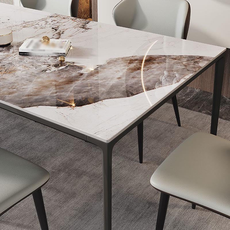 Rectangle Modern Stone Table Standard Height Kitchen Room Table with 4 Legs