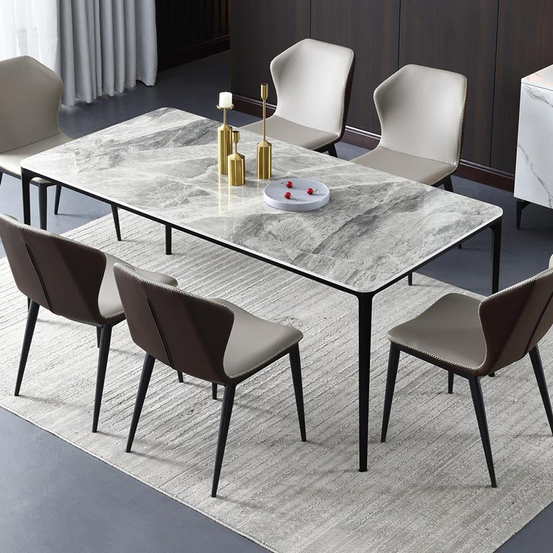 Rectangle Modern Stone Table Standard Height Kitchen Room Table with 4 Legs
