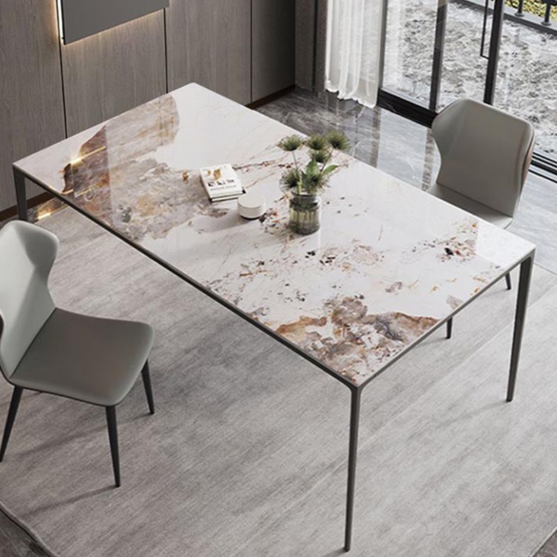 Rectangle Modern Stone Table Standard Height Kitchen Room Table with 4 Legs