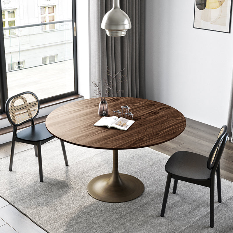 Contemporary Dining Table Round Dining Table in Walnut with Tulip Base