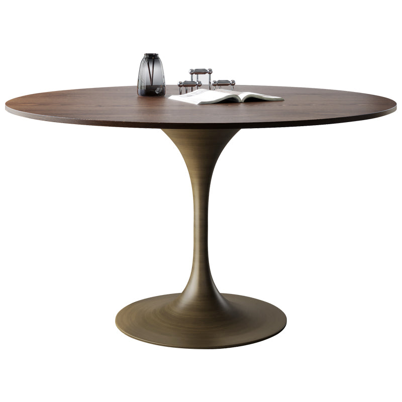 Contemporary Dining Table Round Dining Table in Walnut with Tulip Base