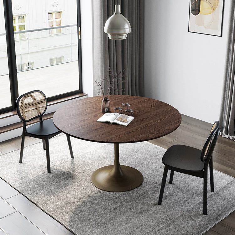 Contemporary Dining Table Round Dining Table in Walnut with Tulip Base