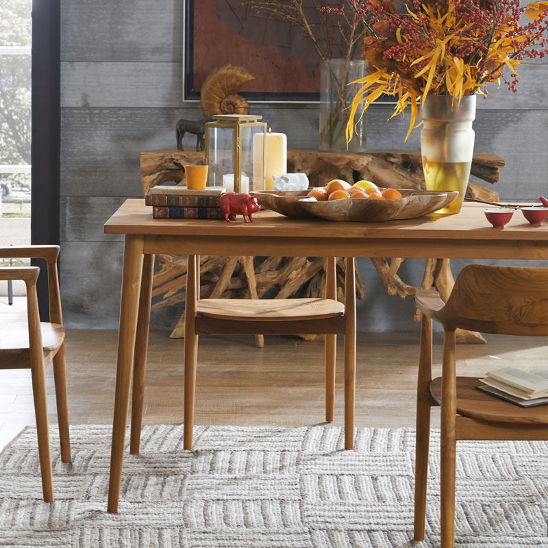 Rectangle 4 Legs Dining Table Natural Finish Legs Modern Fixed Dinner Table