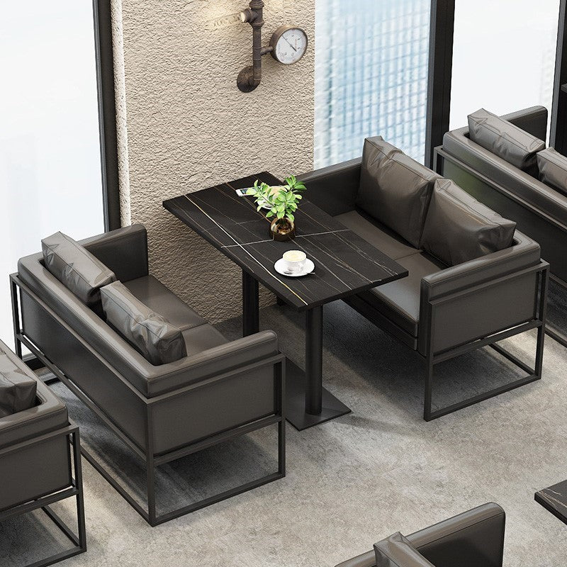 Metal Dining Table Industrial Fixed Dining Room Collection for Home