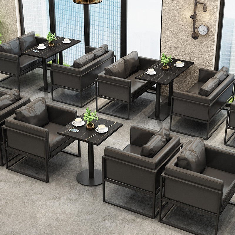 Metal Dining Table Industrial Fixed Dining Room Collection for Home