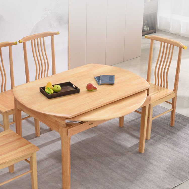 Solid Wood Dining Table Modern Extendable Furniture with 4 Legs for Home
