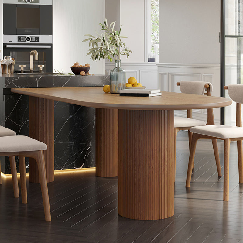 Pine Solid Wood Dining Table Modern Oval Dining Table for Kitchen