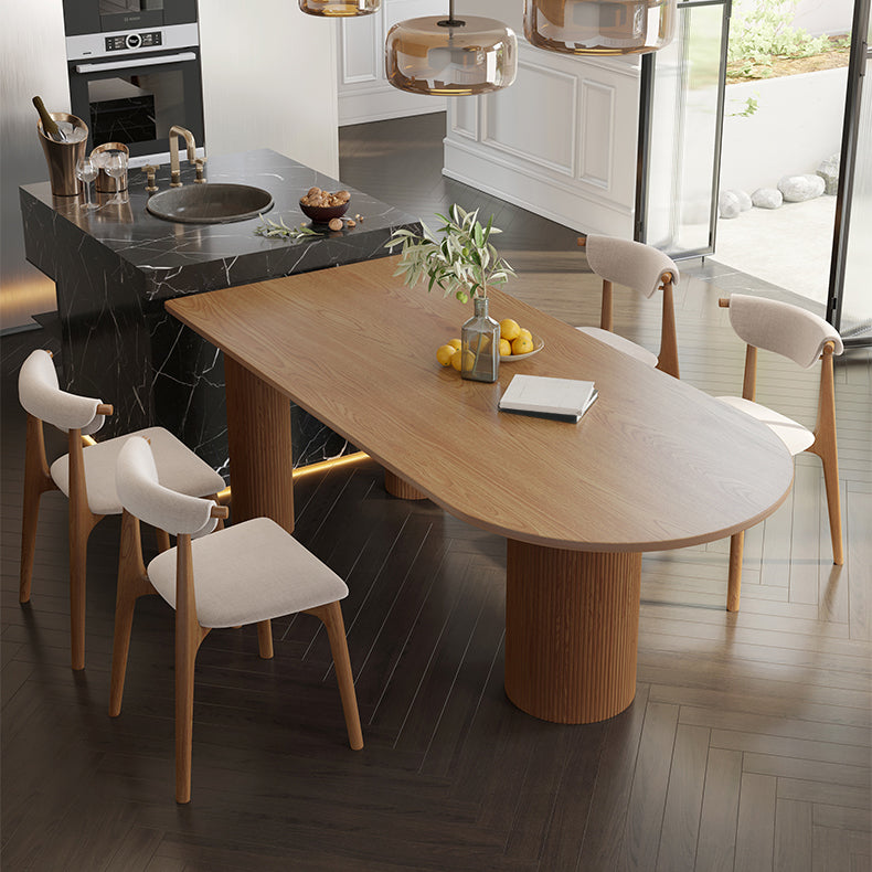 Pine Solid Wood Dining Table Modern Oval Dining Table for Kitchen
