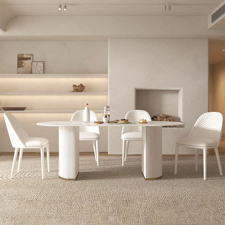 Traditional Luxury Dining Table Oval Dining Table with Double Pedestal