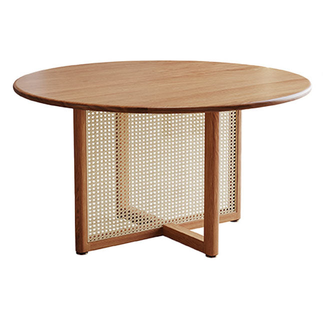 Oval Solid Wood Dining Table Modern Natural Furniture with Double Pedestal
