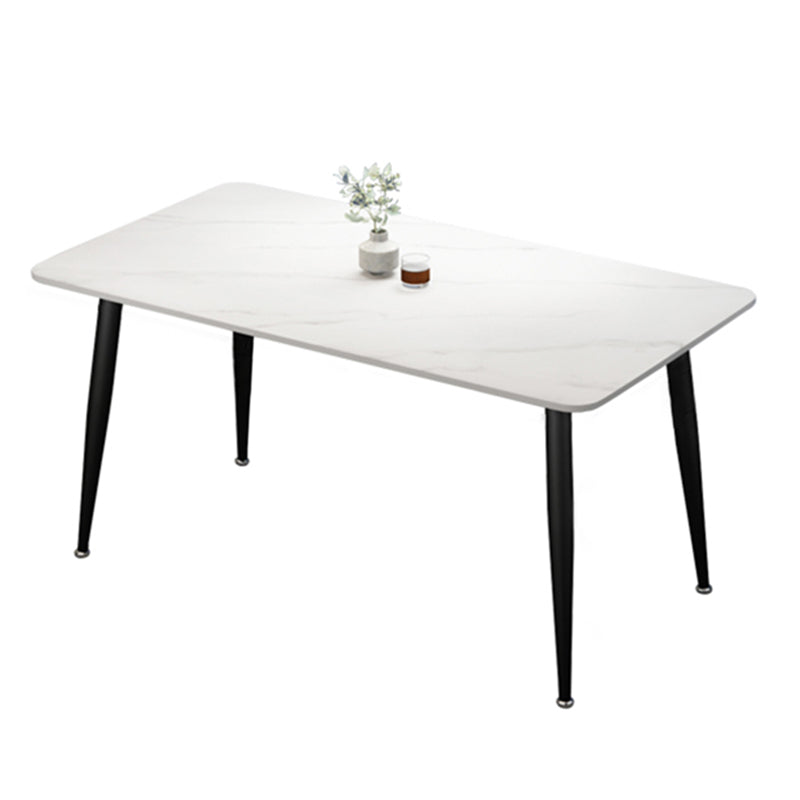 Rectangular Stone Round Table Modern Dining Table Furniture with Metal Base