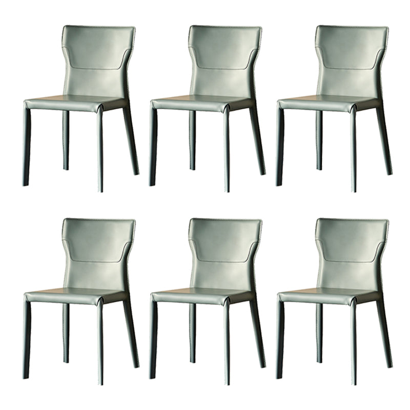 Metal Contemporary Home Side Chair with Leather Legs Matte Finish Dining Chair