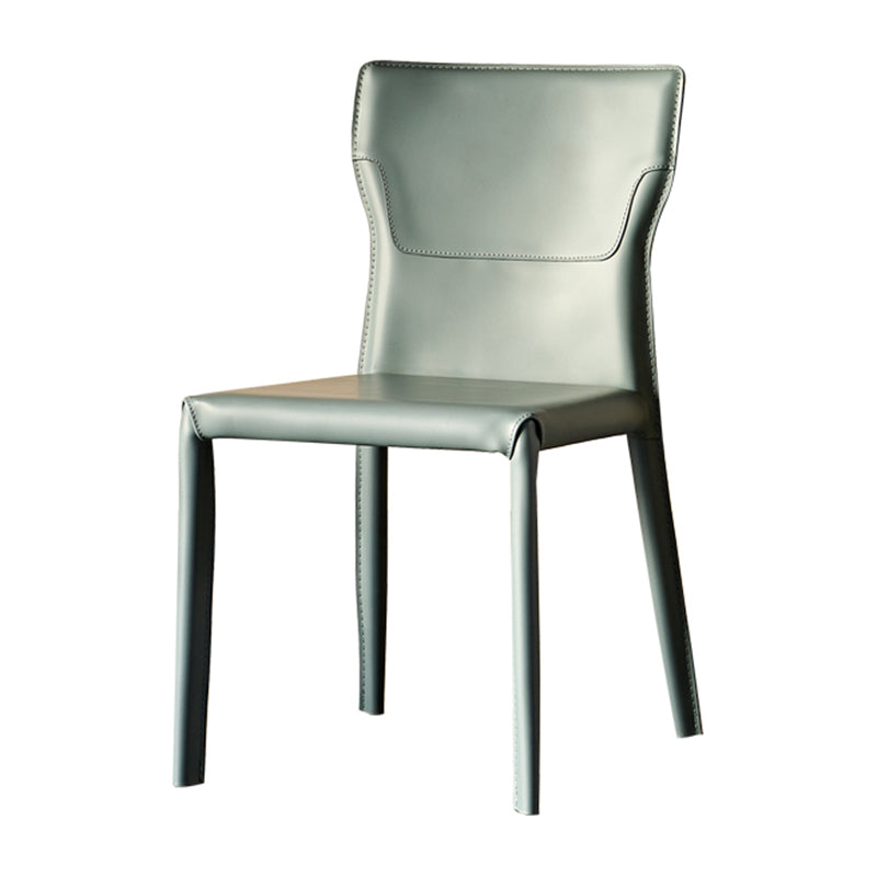 Metal Contemporary Home Side Chair with Leather Legs Matte Finish Dining Chair