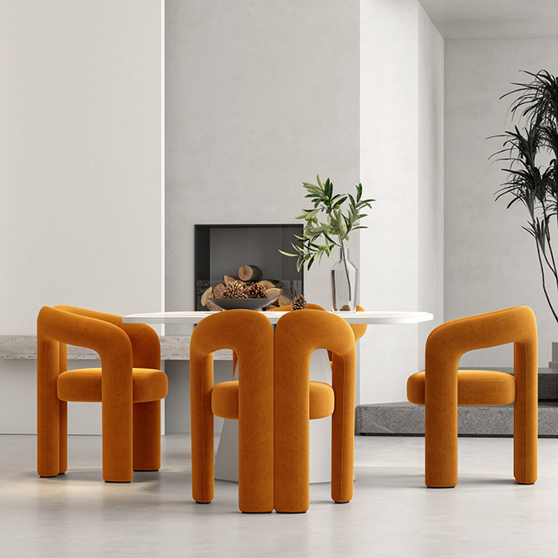 Modern Style Upholstered Dining Chair Open Back Dining Armchair