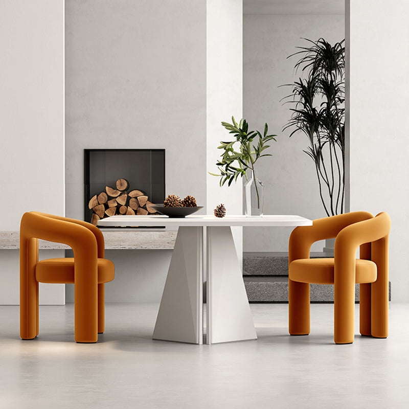 Modern Style Upholstered Dining Chair Open Back Dining Armchair