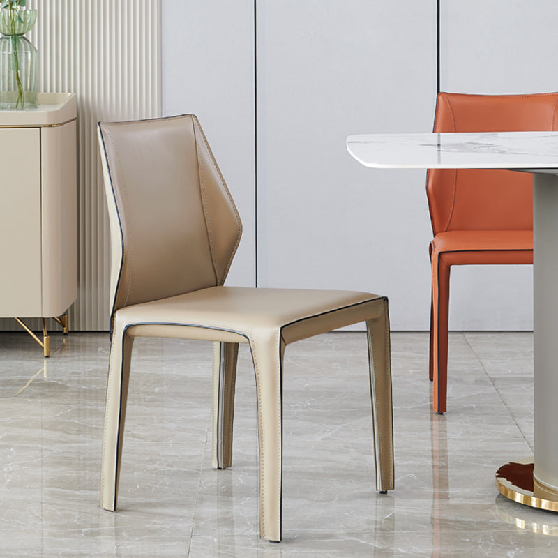 Modern Style Dining Chairs Armless Dining Chairs with Metal Legs for Kitchen