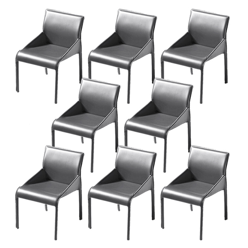 Faux Leather Contemporary Side Chair Matte Finish Solid Back Dining Chair