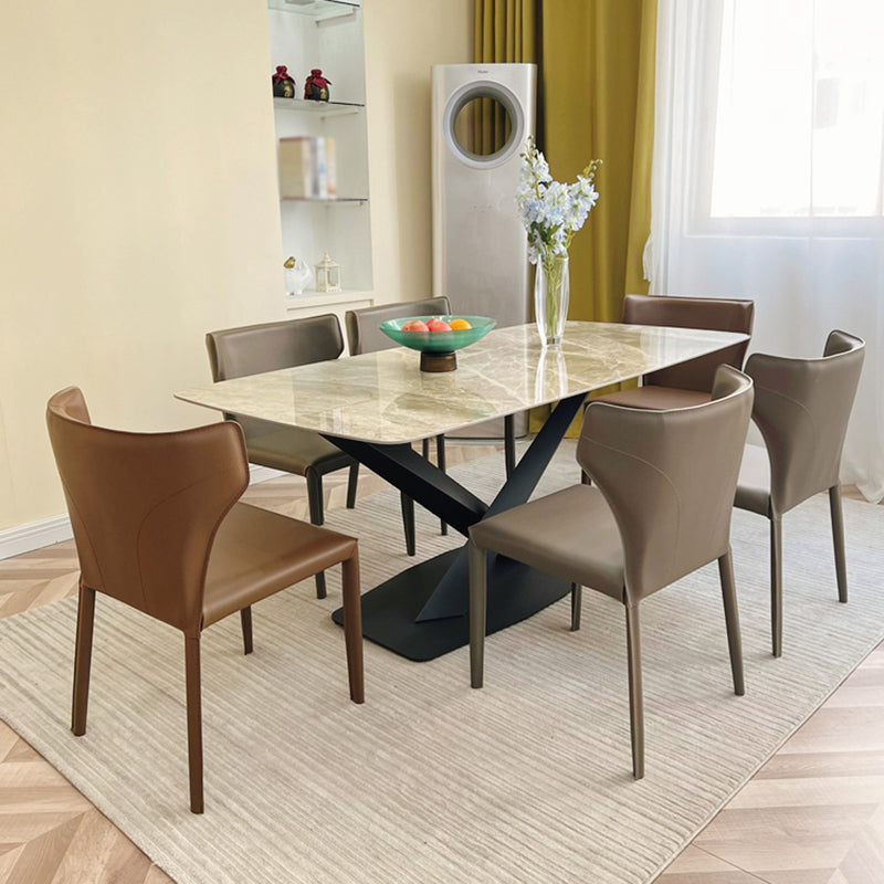 Modern Style Dining Chair Armless Dining Chair with Metal Legs for Kitchen