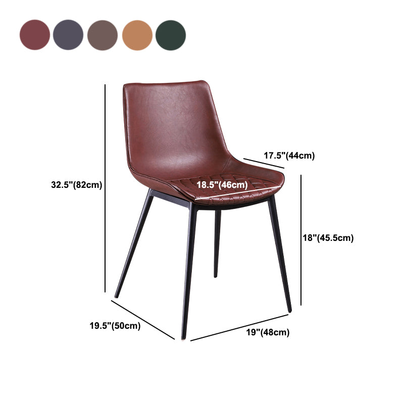 Industrial Style Dining Chairs Armless Dining Chair with Metal Legs for Kitchen