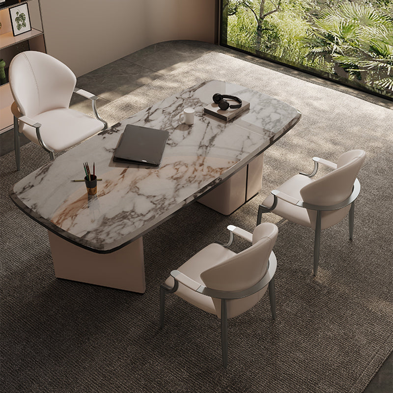 Modern Style Dining Chair Arm Dining Chairs with Metal Legs for Kitchen