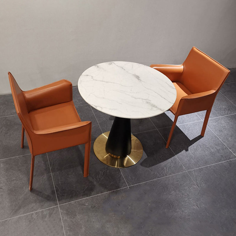 Upholstered Dining Room Chair Modern Style Faux Leather Arm Chair