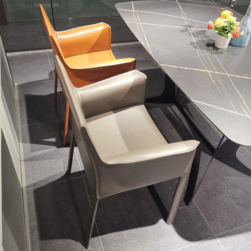 Upholstered Dining Room Chair Modern Style Faux Leather Arm Chair
