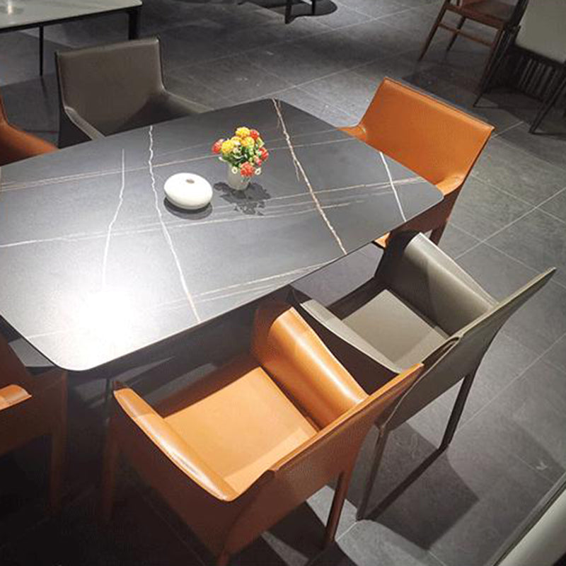 Upholstered Dining Room Chair Modern Style Faux Leather Arm Chair