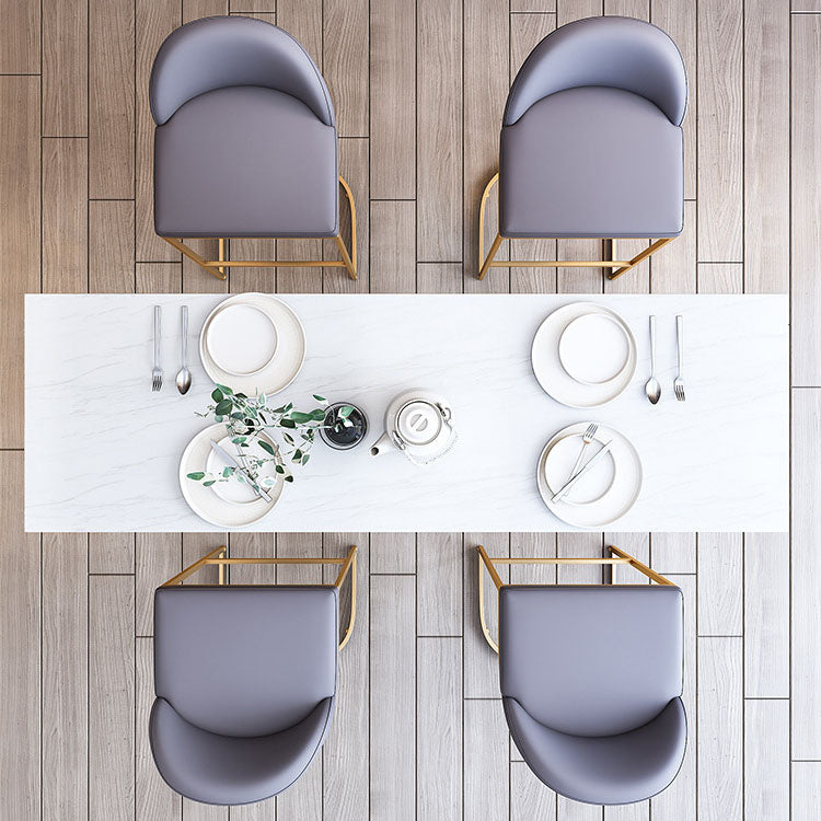 Glam Bar Table Set 1/2/3/5/7 Pcs White Stone Bar Table with Upholstered Stools