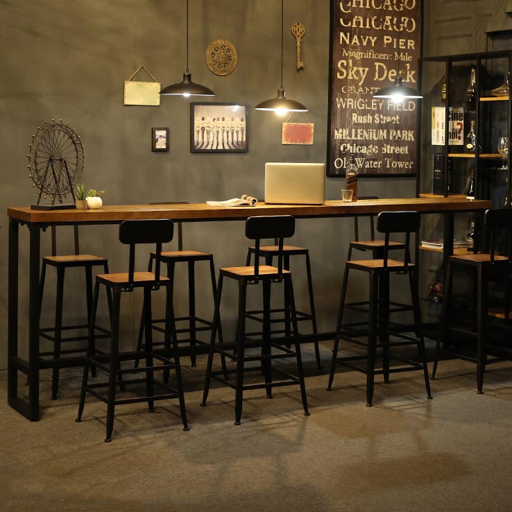 1/2/9 Pieces Industrial Solid Wood Bar Table Set Rectangular Counter Set for Home Use