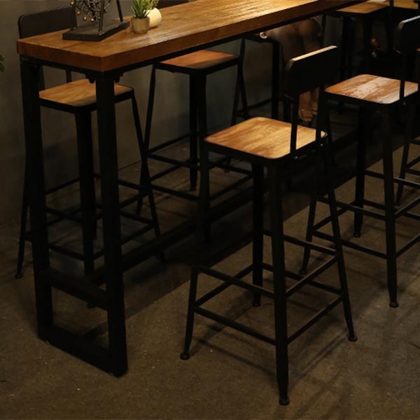 1/2/9 Pieces Industrial Solid Wood Bar Table Set Rectangular Counter Set for Home Use