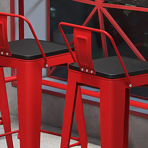 Black and Red Counter Set Industrial 1/4 Pieces Rectangle Wood Counter Set