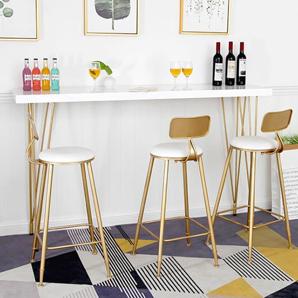 Glam Style 1/2/4 Pieces Faux Marble Bar Table Set Fixed Table Counter Set for Home Use