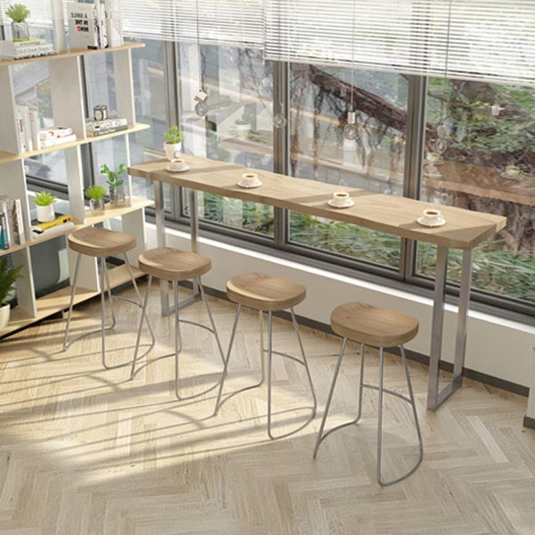 1/5 Pieces Modern Rectangular Pub Table Set Wooden Counter Table with Backless Stools