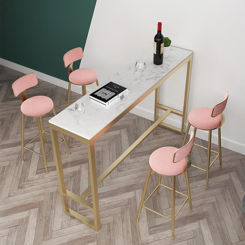 Glam 1/4/5 Pieces Bar Table Set Rectangle Stone Counter Table with High Stools for Balcony