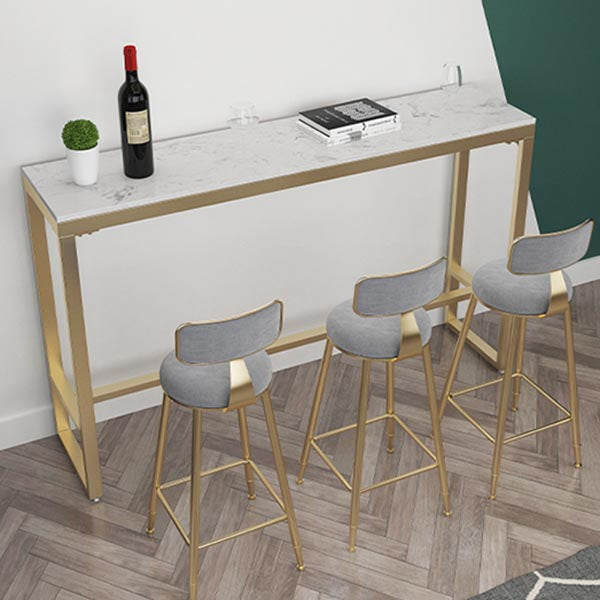 Glam 1/4/5 Pieces Bar Table Set Rectangle Stone Counter Table with High Stools for Balcony