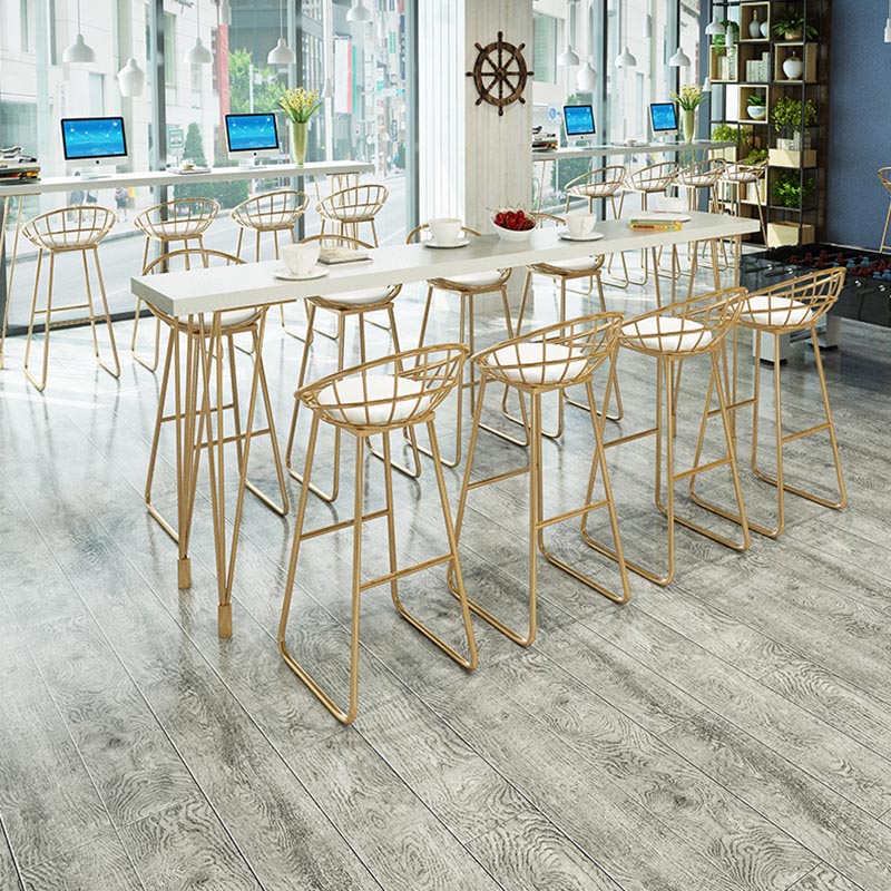 Glam Bar Table Set 1/2/5/9 Pieces Rectangle Bistro Set in White and Gold