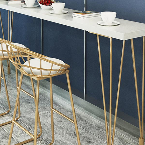 Glam Bar Table Set 1/2/5/9 Pieces Rectangle Bistro Set in White and Gold