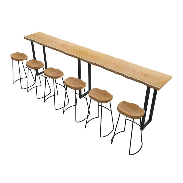 Modern Solid Wood Bar Table Set 1/4/7 Pcs Backless Full Natural Bar Stool