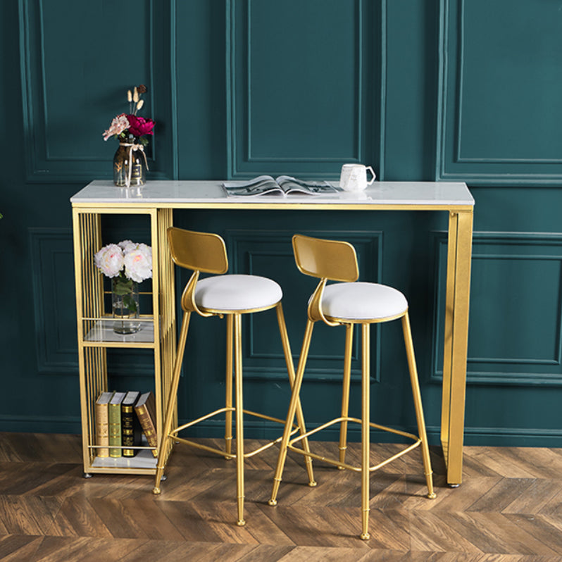 Glam Bar Table Set 1/2/3 Pieces Rectangle Stone Counter Table with High Stools for Kitchen