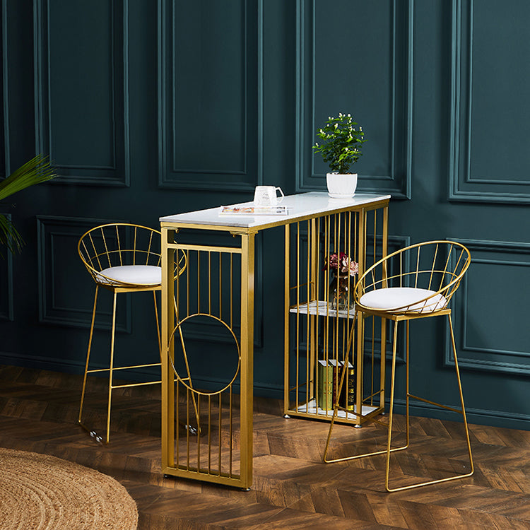 Glam Bar Table Set 1/2/3 Pieces Rectangle Stone Counter Table with High Stools for Kitchen