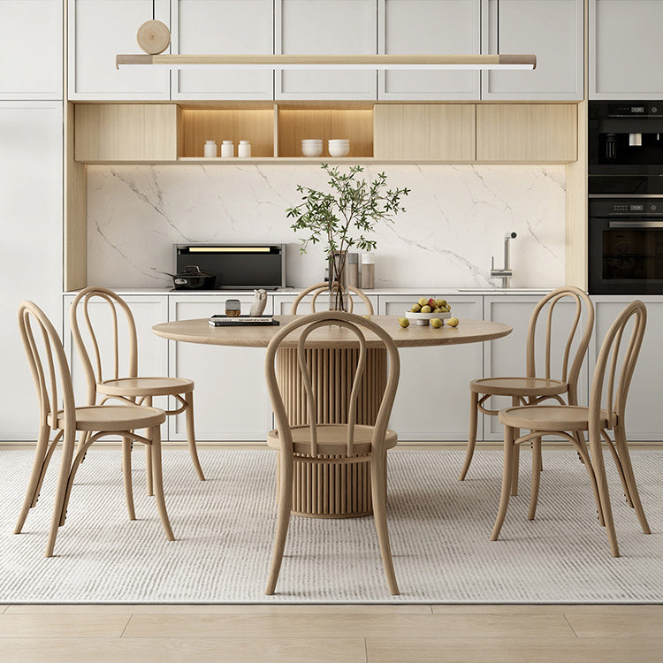 Round Dining Table Set 1/2/4/7 Pcs Solid Wood Dining Table and Chairs