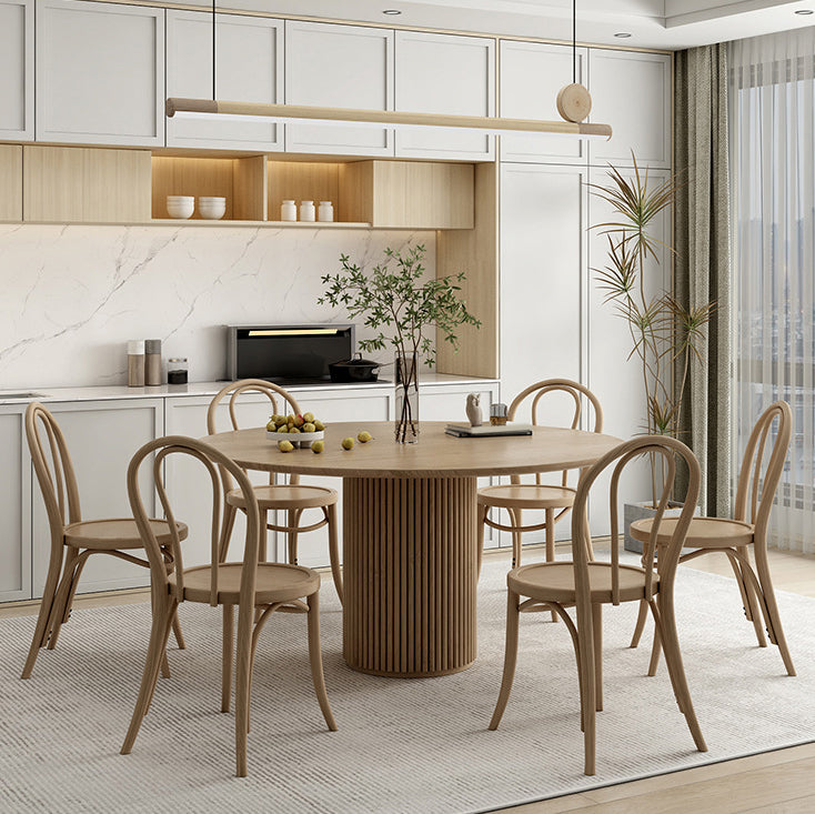 Round Dining Table Set 1/2/4/7 Pcs Solid Wood Dining Table and Chairs