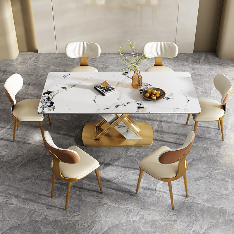 Luxurious Rectangle Dining Set 1/4/6/7 Pieces Sintered Stone Top Dinette Table Set