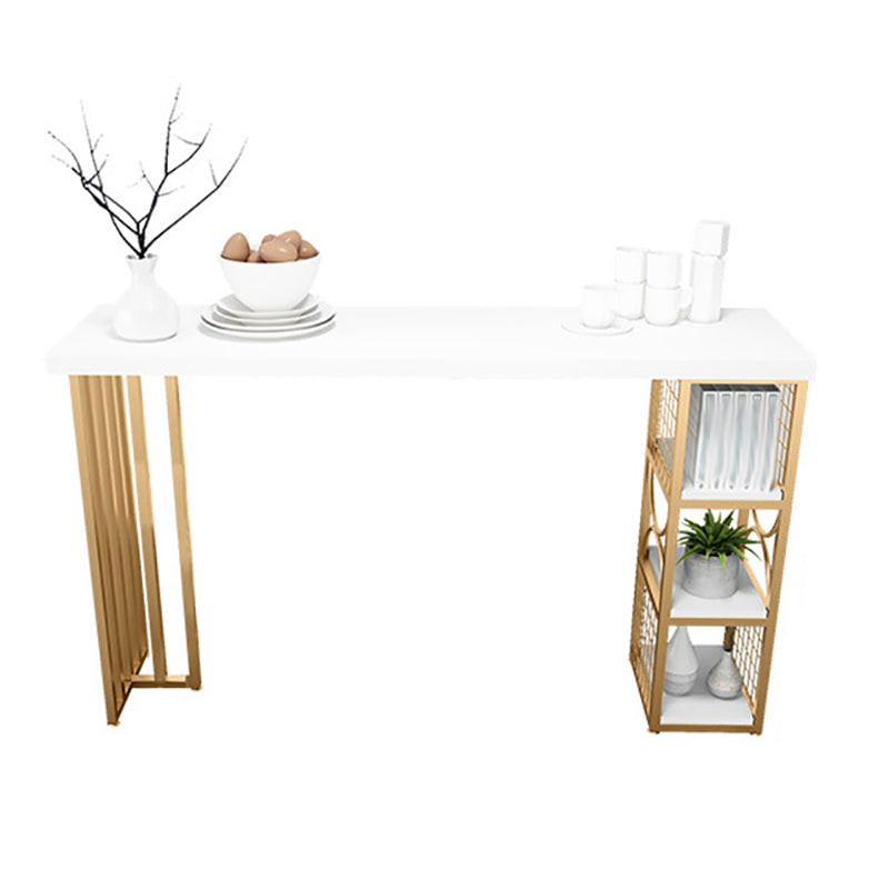 Glam 1/2/3/5 Pieces Bar Table Set Rectangle Bar Table with Metal High Stools for Kitchen