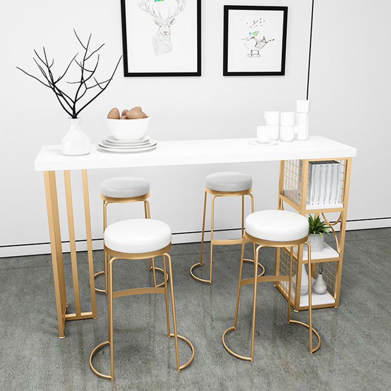 Glam 1/2/3/5 Pieces Bar Table Set Rectangle Bar Table with Metal High Stools for Kitchen