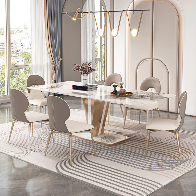 Luxurious 1/2/3/4/5/6/7 Pieces Rectangle Dining Set Sintered Stone Top Dinette Table Set