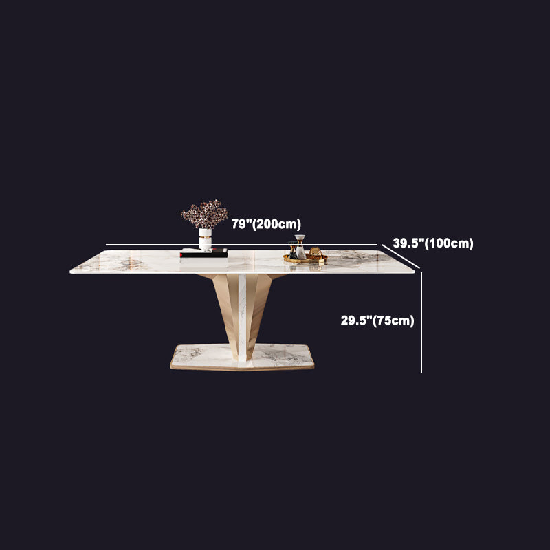 Luxurious 1/2/3/4/5/6/7 Pieces Rectangle Dining Set Sintered Stone Top Dinette Table Set