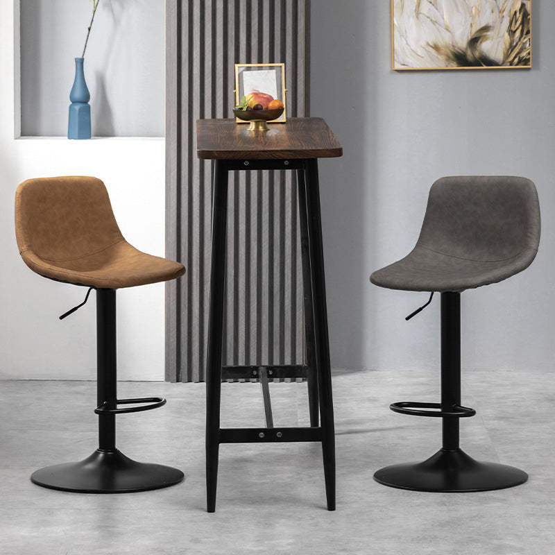 Contemporary Metal Barstool Faux Leather Upholstered Counter Stool Home