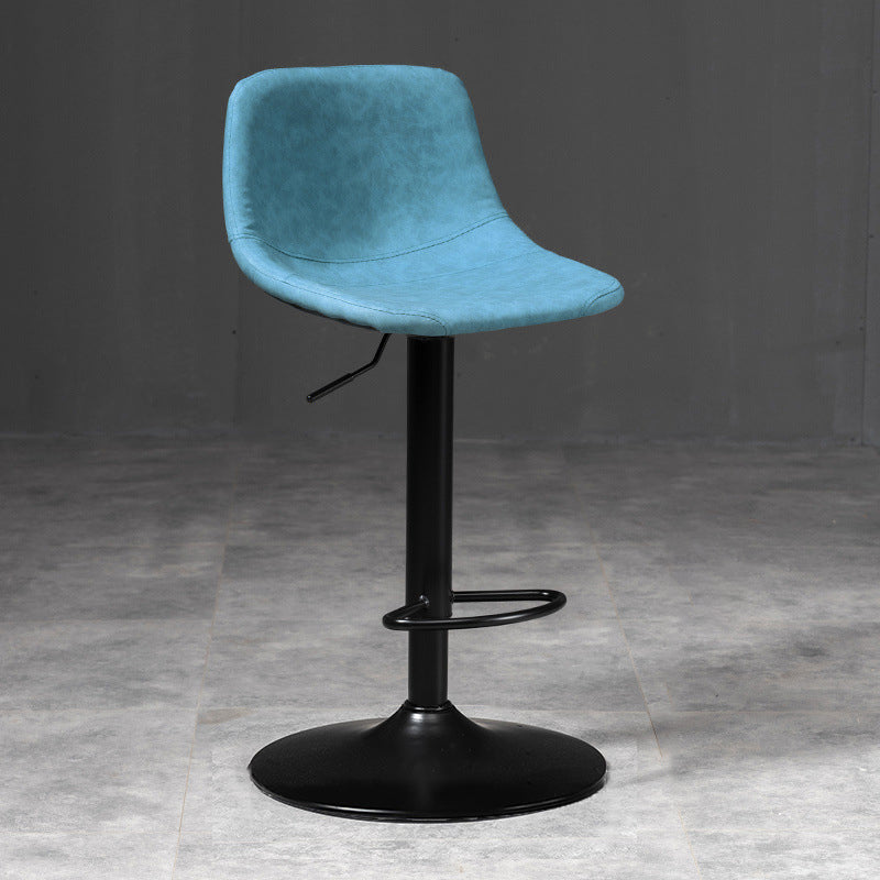 Contemporary Metal Barstool Faux Leather Upholstered Counter Stool Home